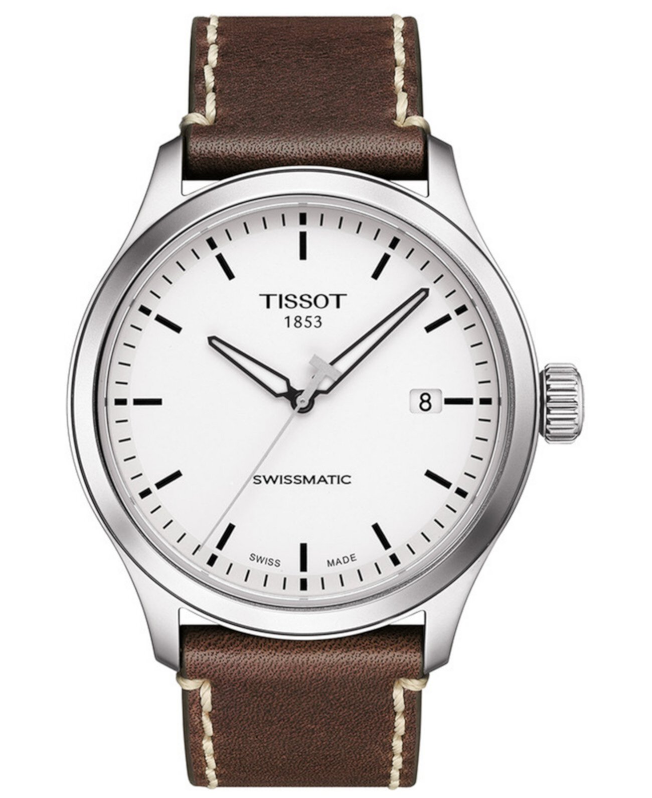 Мужские швейцарские автоматические часы Gent XL Swissmatic с коричневым кожаным ремешком, 43 мм Tissot