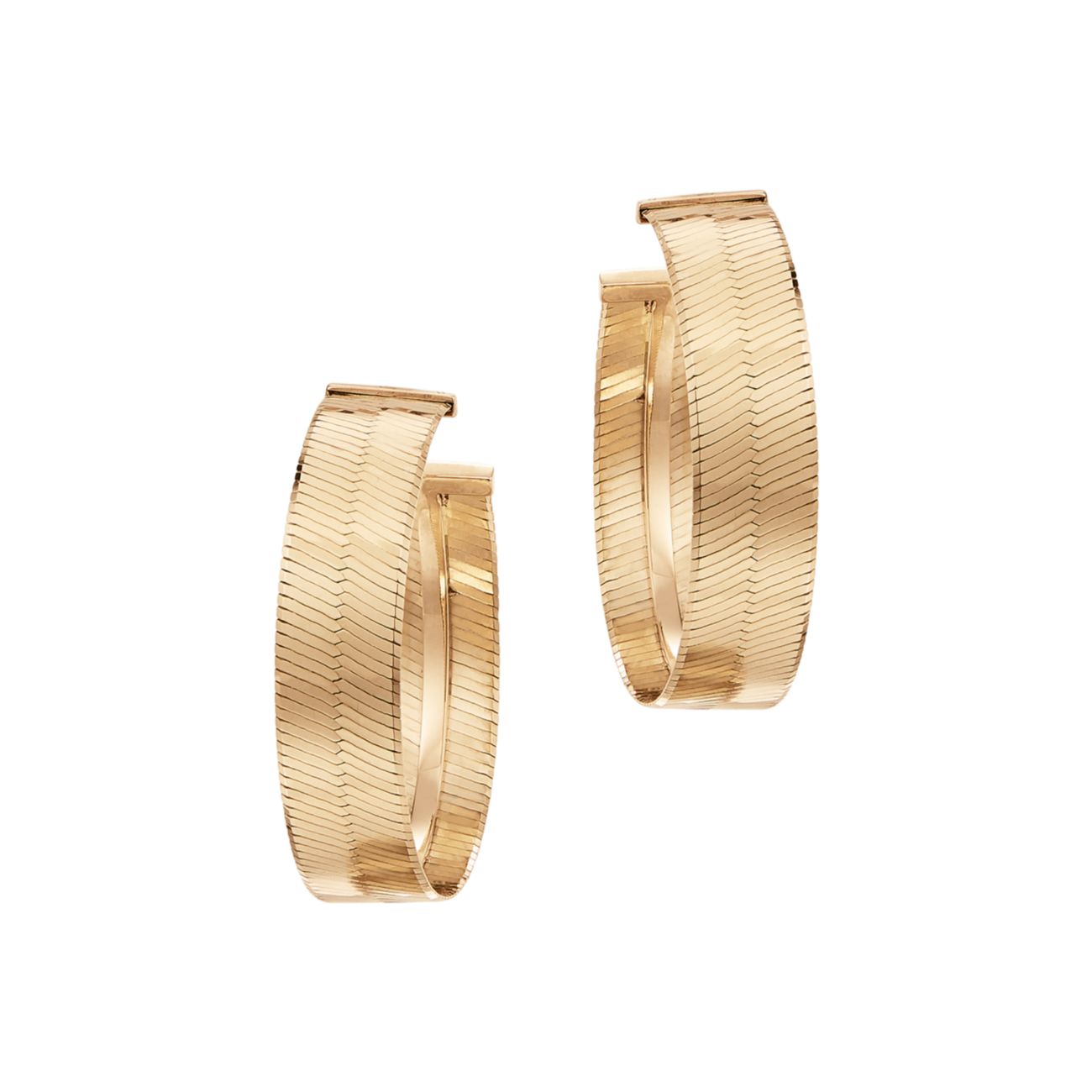Серьги-кольца из желтого золота 14 карат с жидким золотом Lana Jewelry