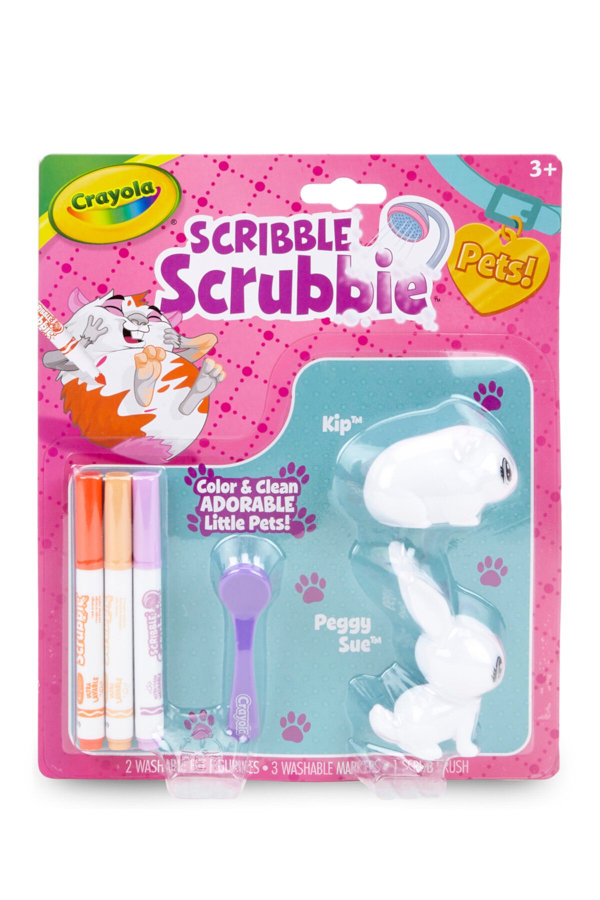 2 Count Scribble Scrubbie Pets - кролики / хомяки Crayola
