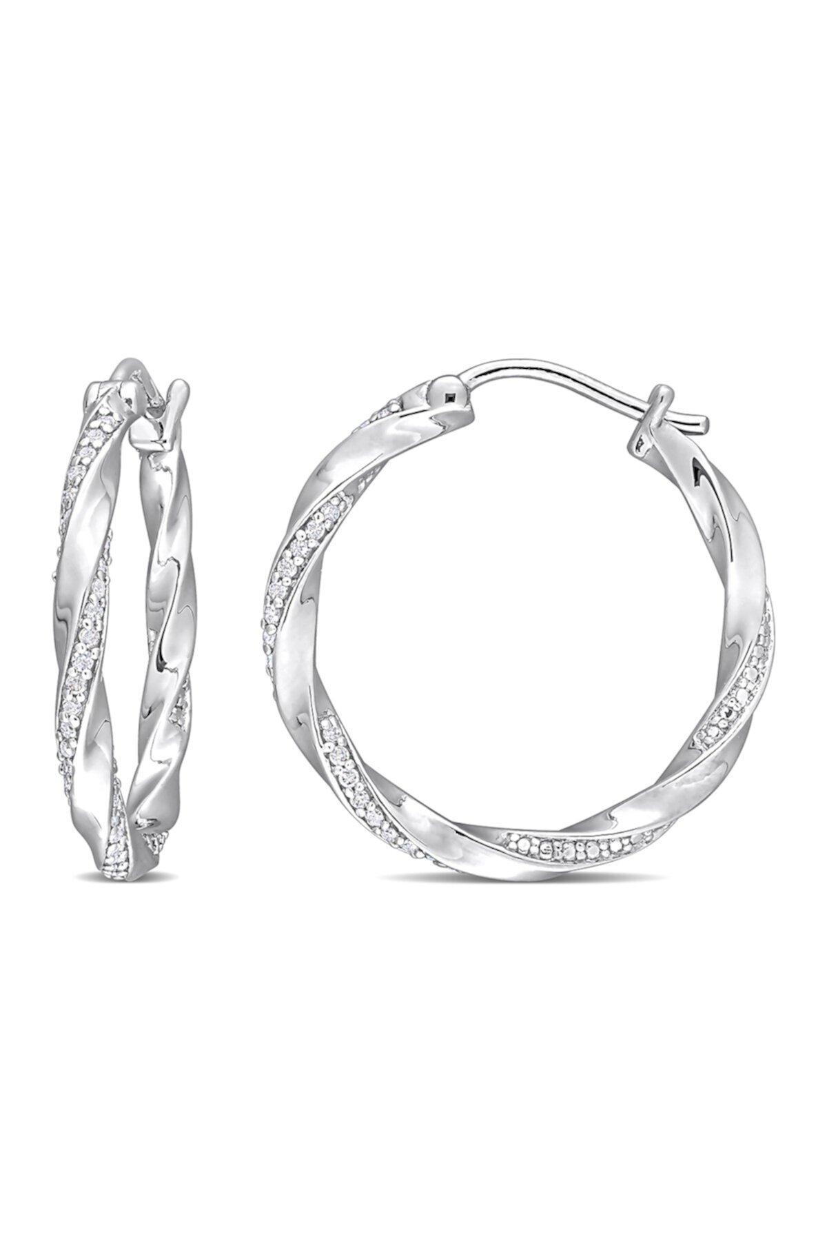 Sterling Silver Diamond Twisted Hoop Earrings - 0.25 ctw Delmar