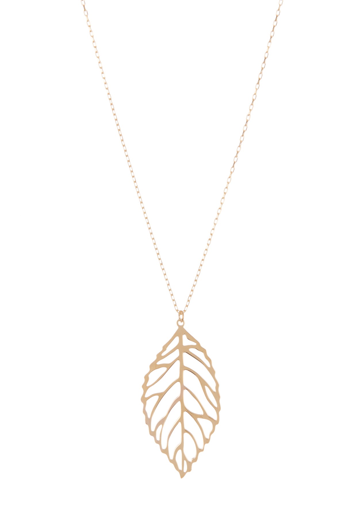 Ожерелье с кулоном в виде листьев из желтого золота 14 карат с вырезом KARAT RUSH