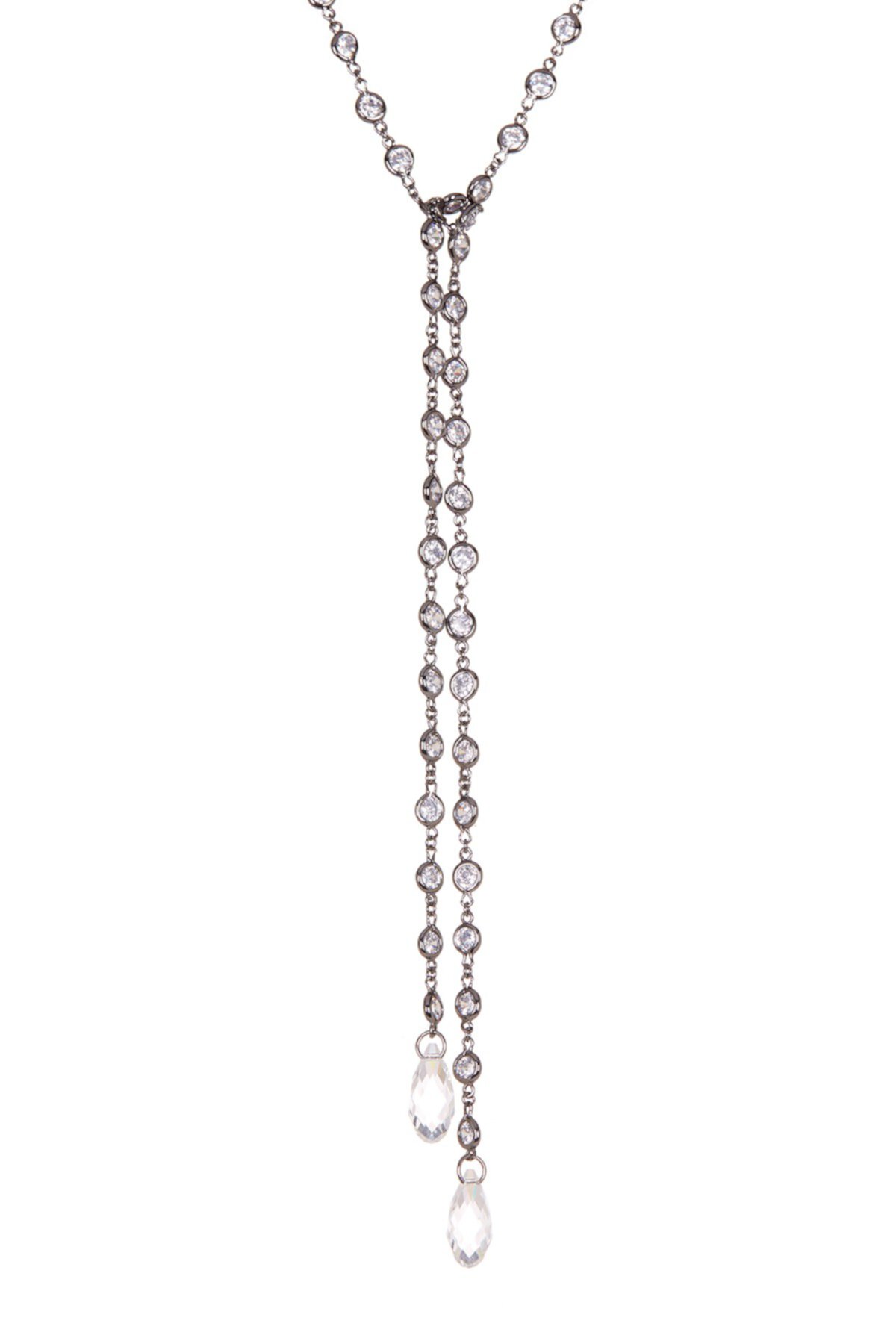 Black Rhodium Plated CZ 60" Lariat Necklace CZ By Kenneth Jay Lane