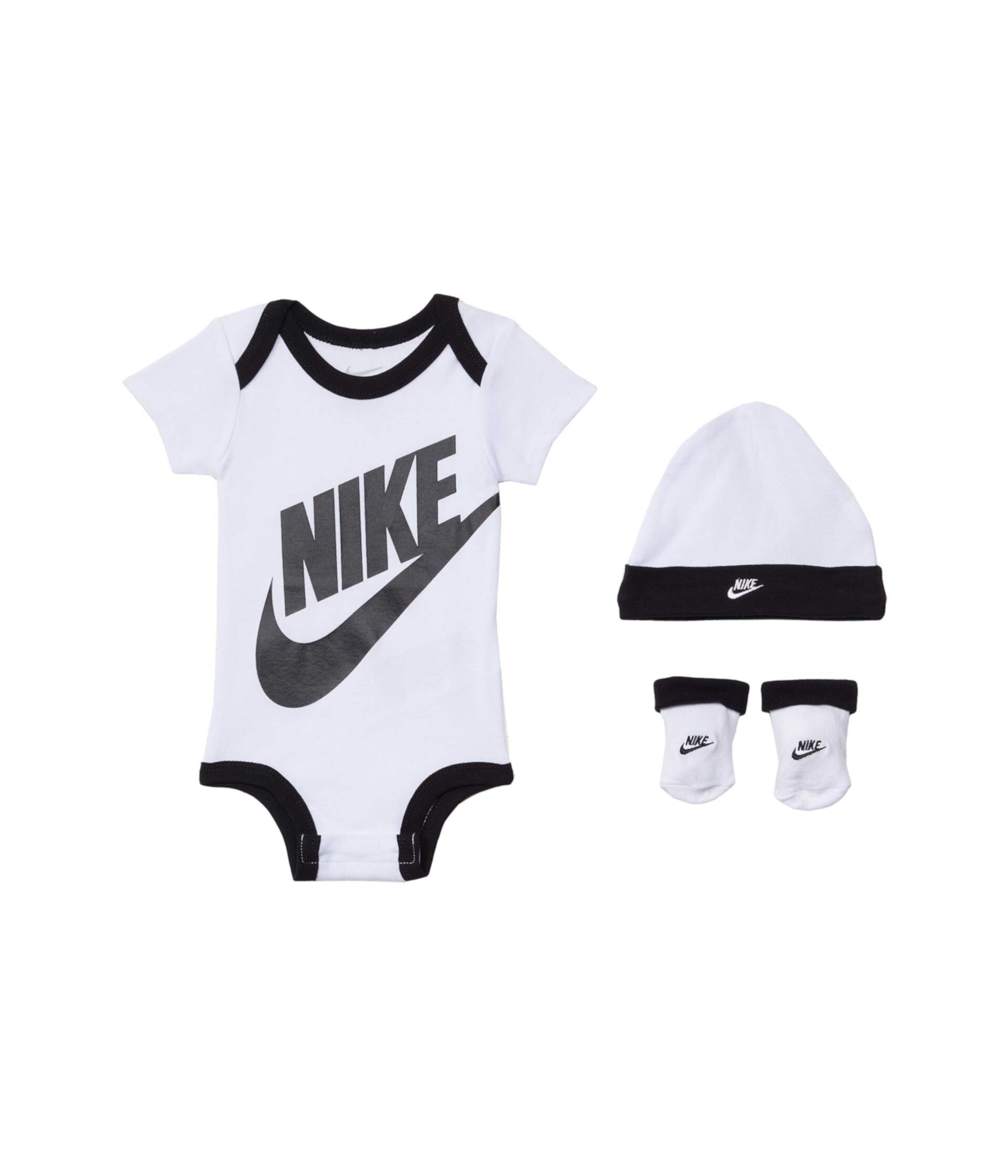 Комплект из трех предметов боди, шляпы и пинеток в подарочной коробке (для младенцев) Nike Kids