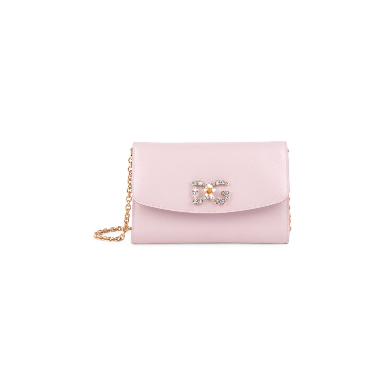 Миниатюрная сумка через плечо с логотипом и кристаллами Dolce & Gabbana