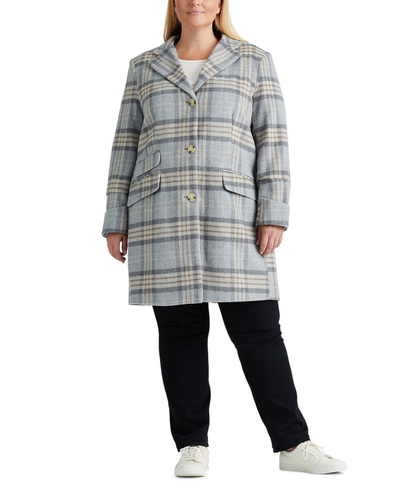 Пальто-ходунки большого размера в клетку, созданное для Macy's Ralph Lauren