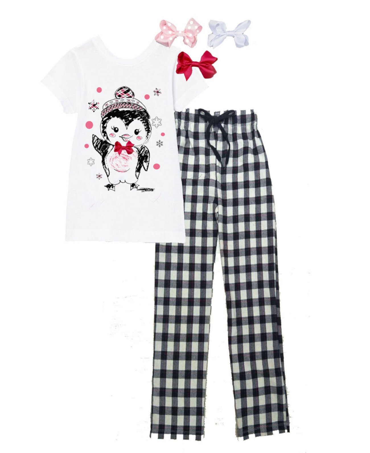 Пижамный комплект с изображением пингвина для маленьких девочек Mi Amore Gigi