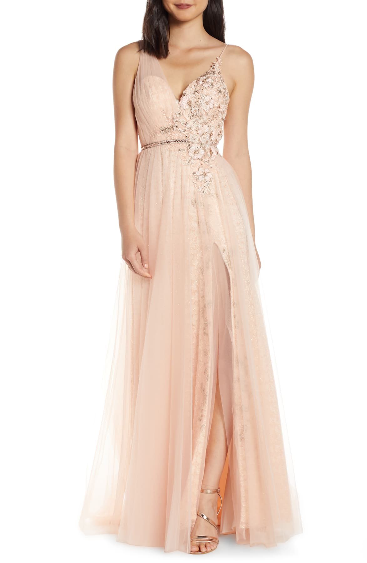 Beaded Appliqué Lace Prom Dress MAC DUGGAL