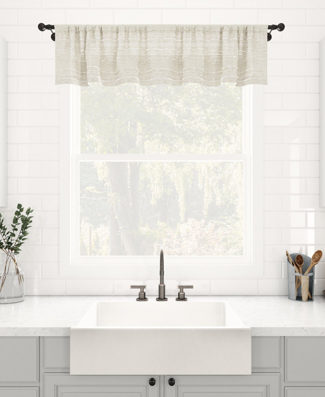Текстурированная полоска, пыленепроницаемая прозрачная занавеска для кафе, 52 "x 14" Clean Window