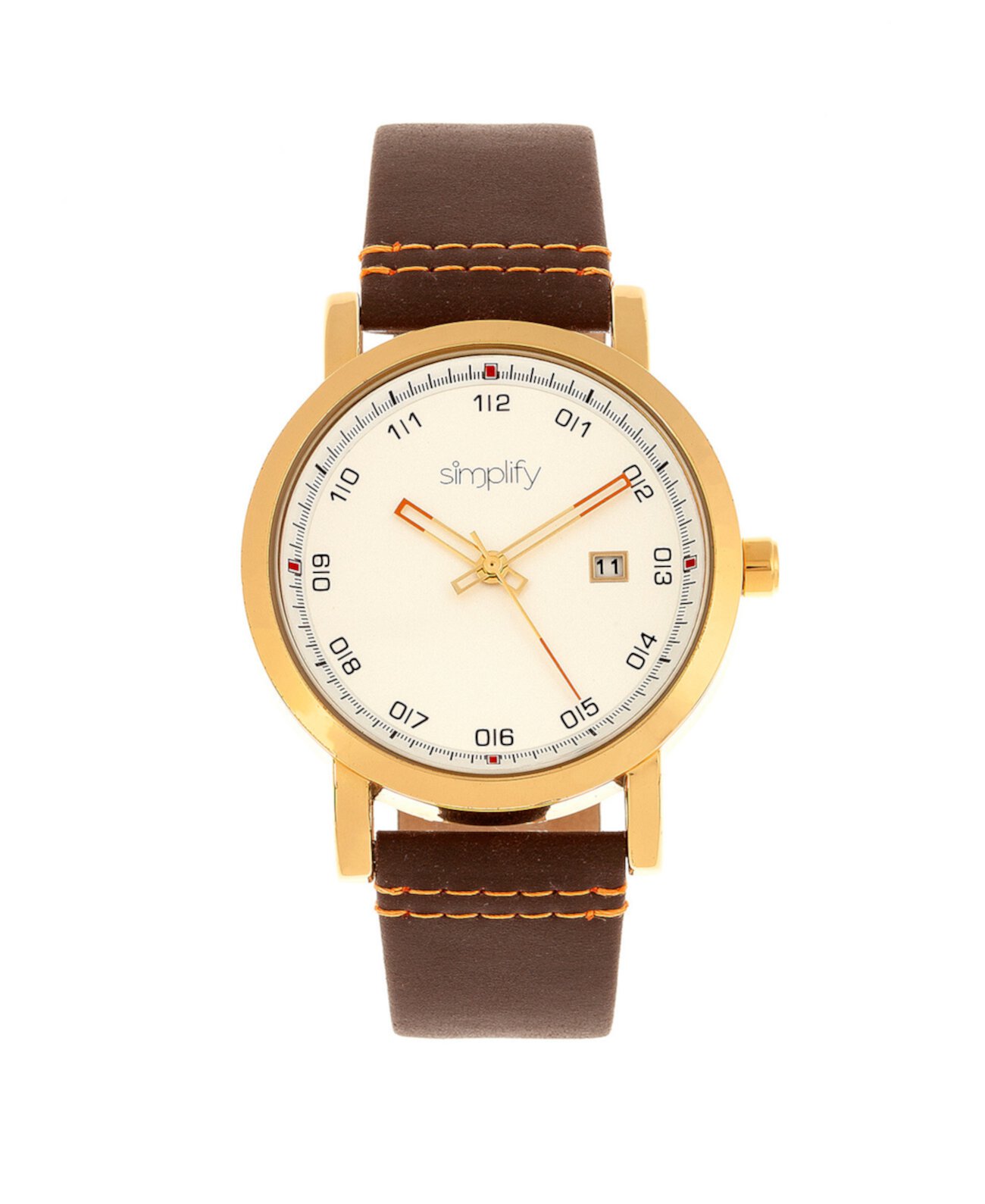 Quartz The 5300 Gold Case, часы из натуральной коричневой кожи 40 мм Simplify