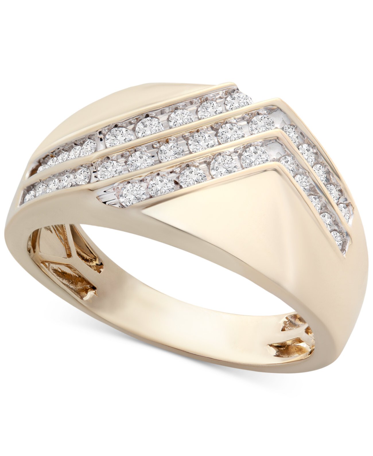 Мужское диагональное кольцо с бриллиантом (1/2 карата) из золота 10 карат Macy's