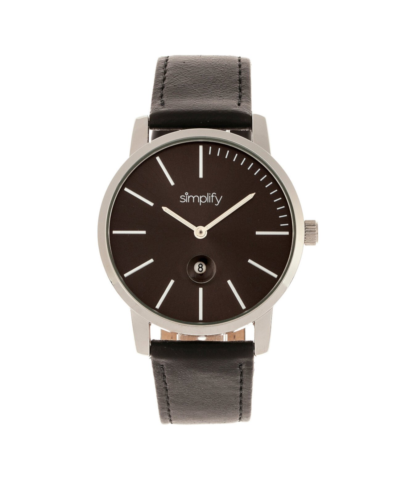 Кварц The 4700 черный циферблат, часы из натуральной черной кожи 40 мм Simplify
