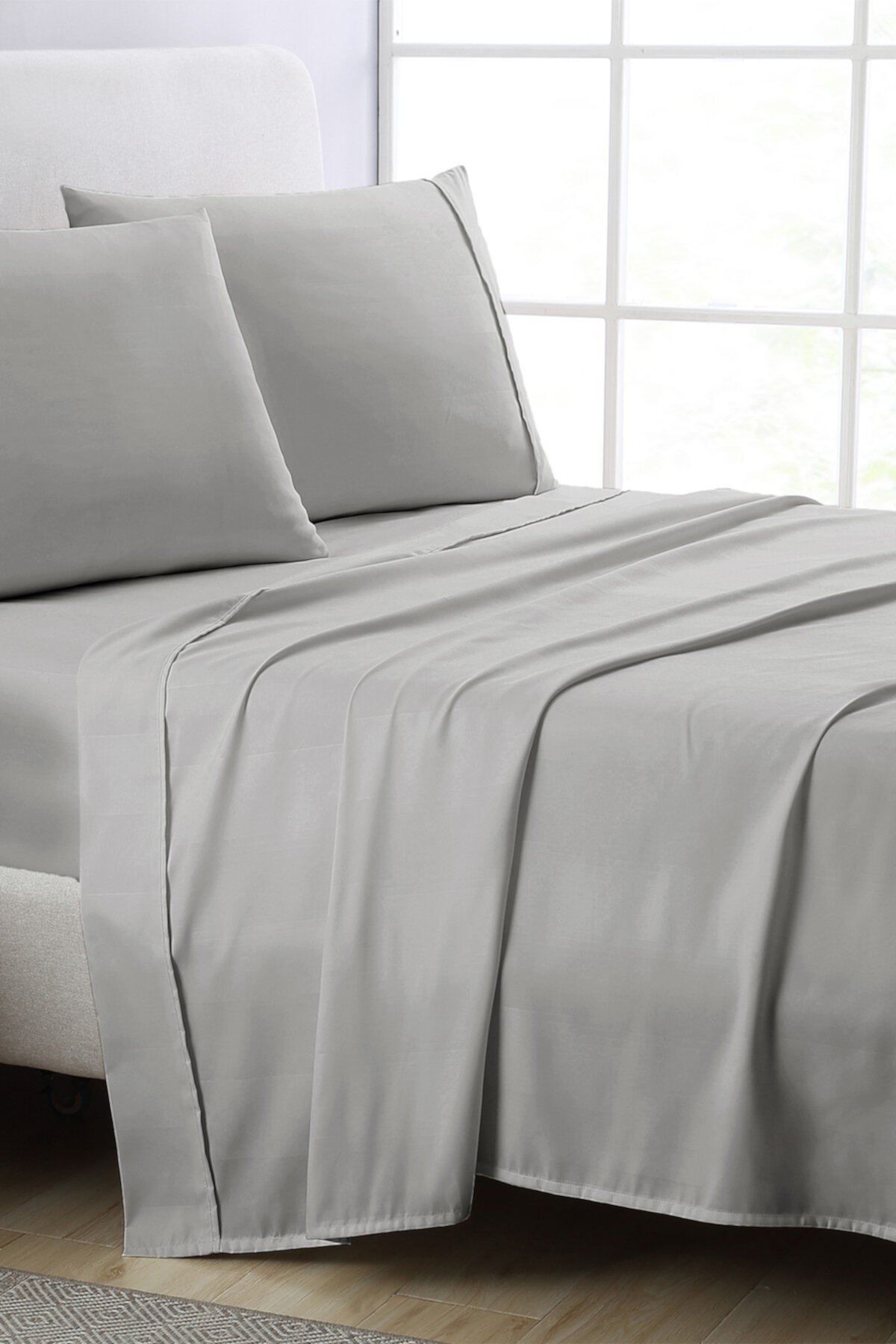 Роскошный плоский гипоаллергенный лист из матовой микрофибры Manor Ridge Luxury, 100 г / м2 - серый - полный Modern Threads