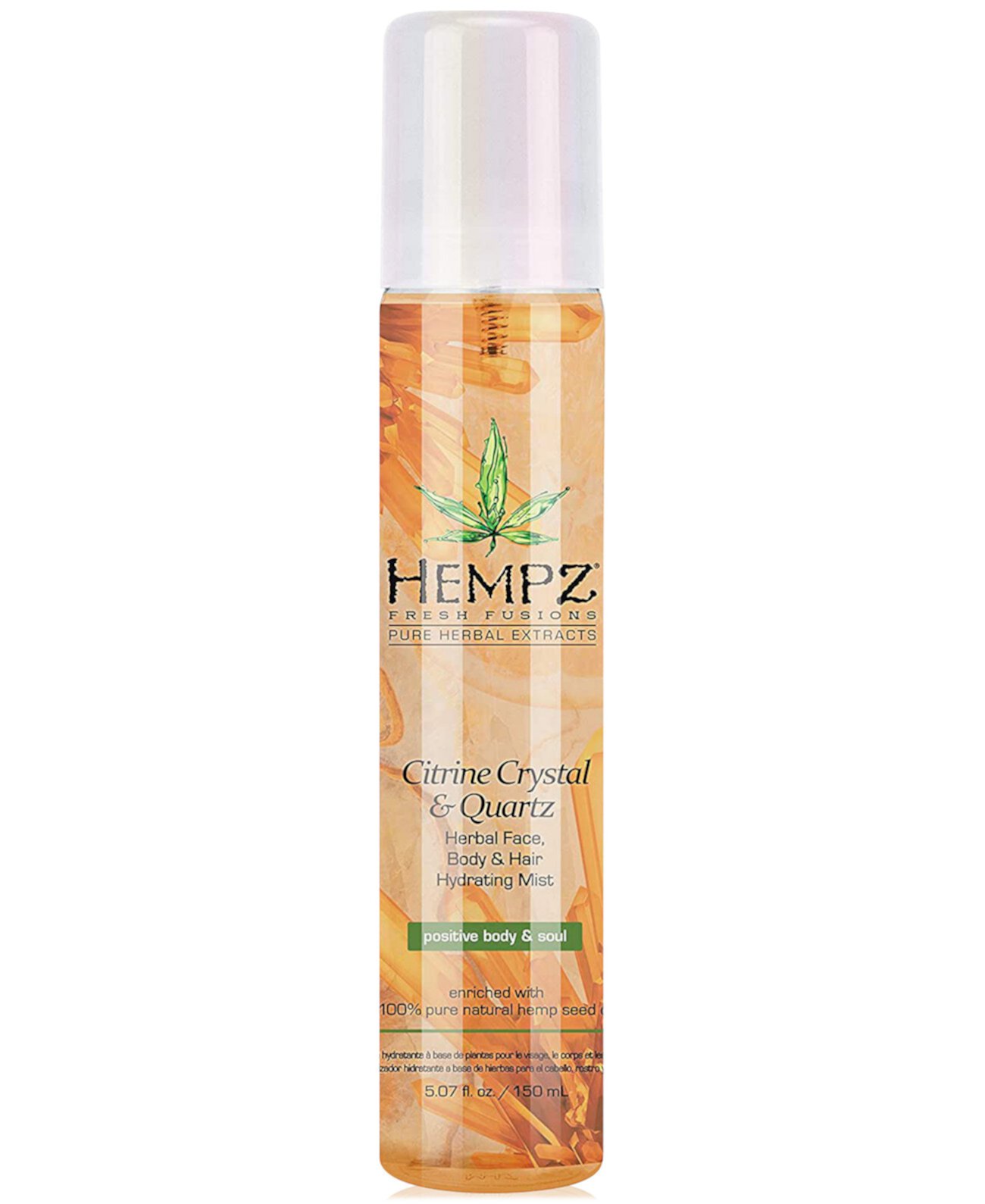 Fresh Fusions Citrine Crystal & Quartz Herbal Face, Увлажняющий спрей для тела и волос, 5 унций, от PUREBEAUTY Salon & Spa Hempz
