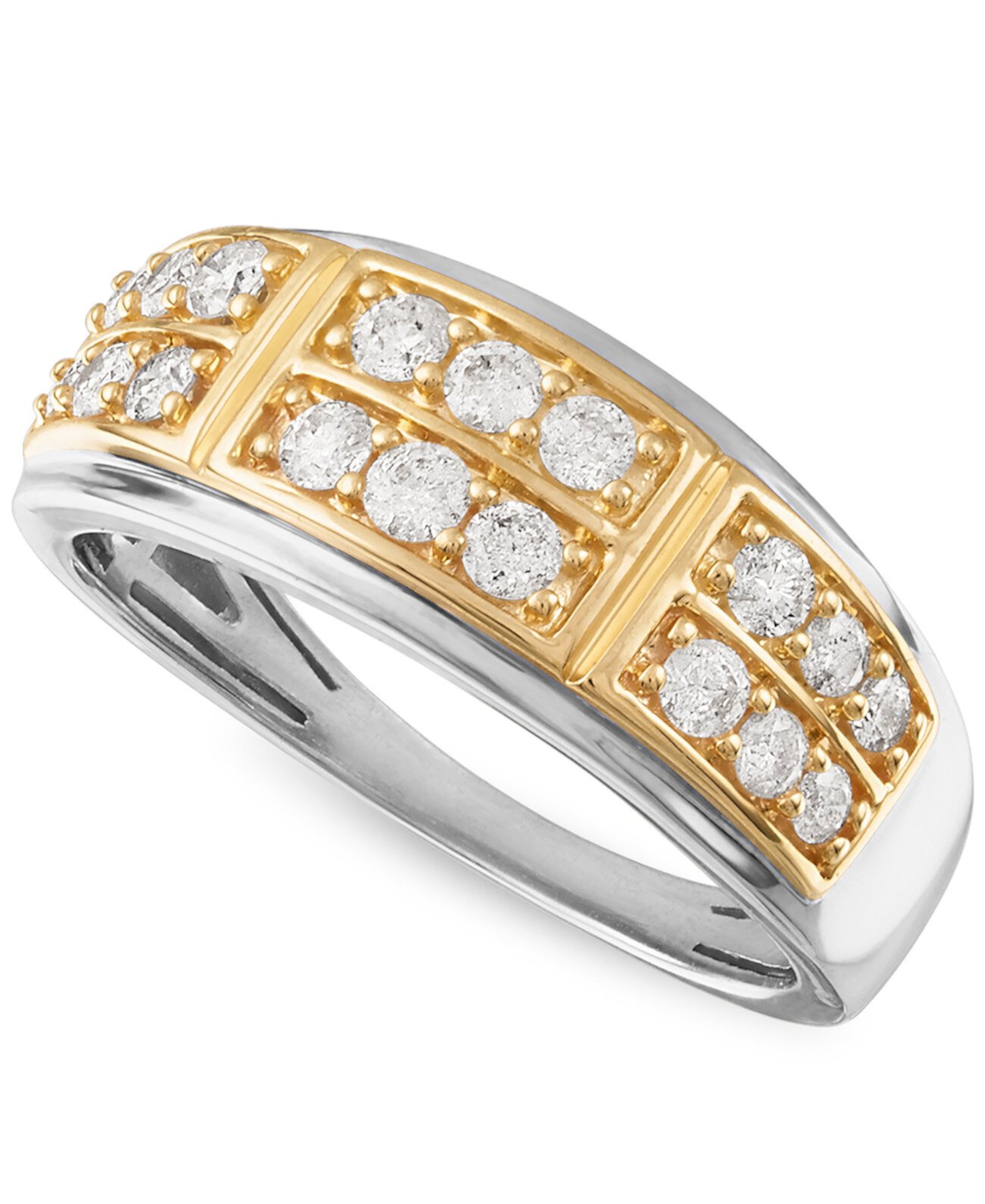 Мужское кольцо с бриллиантом (3/4 карата) из золота 10 карат и белого золота Macy's