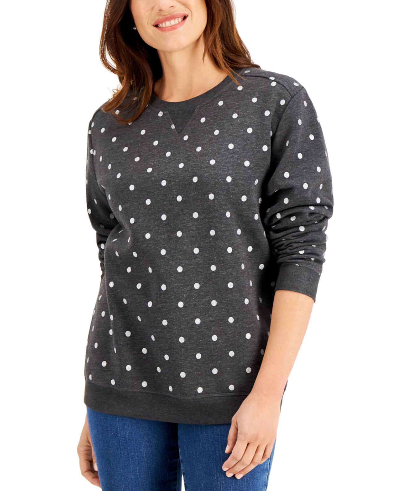 Petite Printed Sweatshirt, Created for Macy's Karen Scott