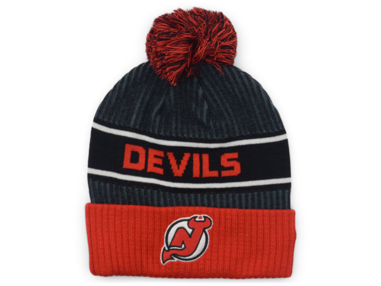 Вязаная шапка с помпоном New Jersey Devils 2020 Locker Room Authentic NHL Headwear