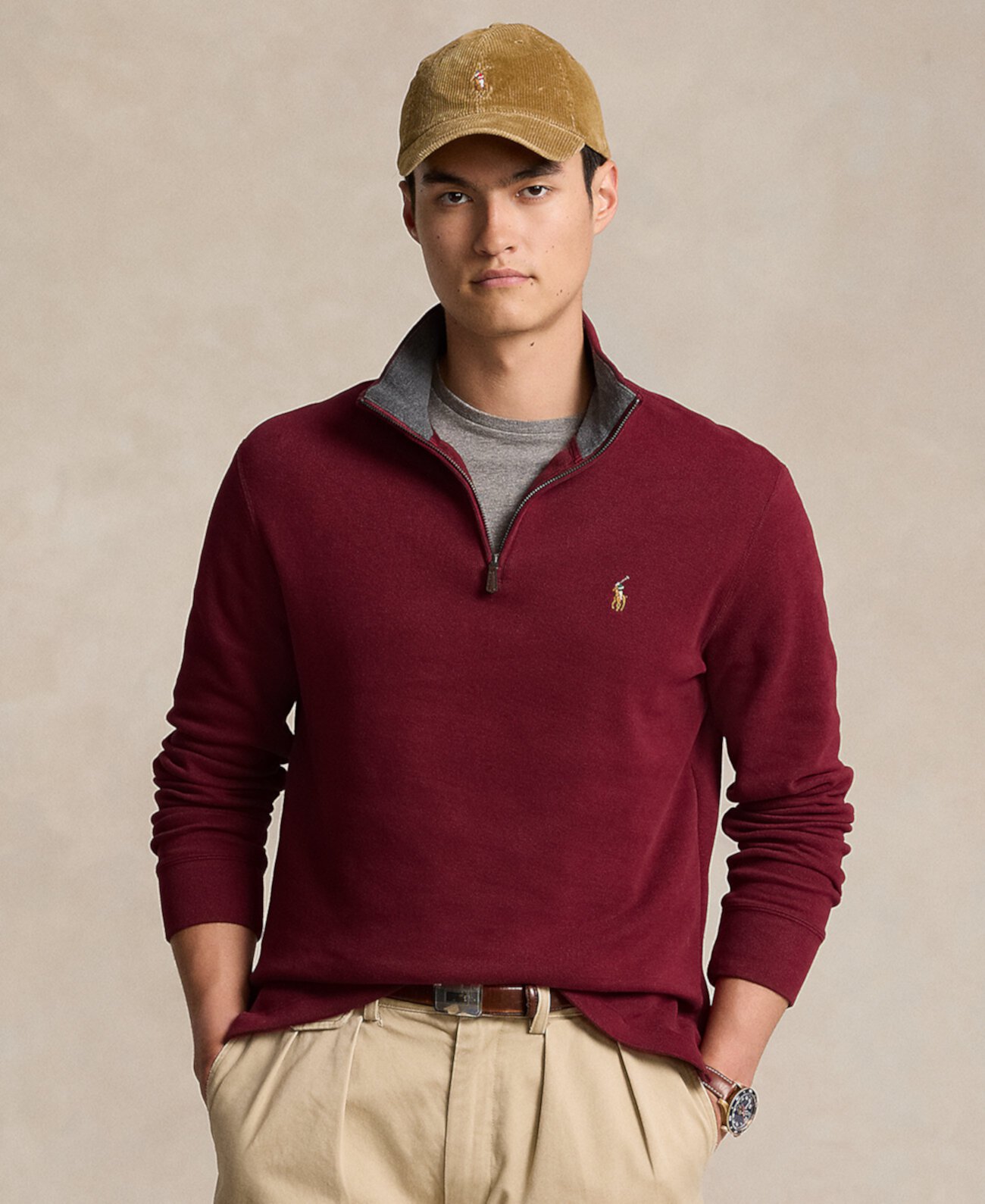 Мужской мягкий и износостойкий свитер с короткой молнией из хлопка Estate-Rib от Polo Ralph Lauren Polo Ralph Lauren