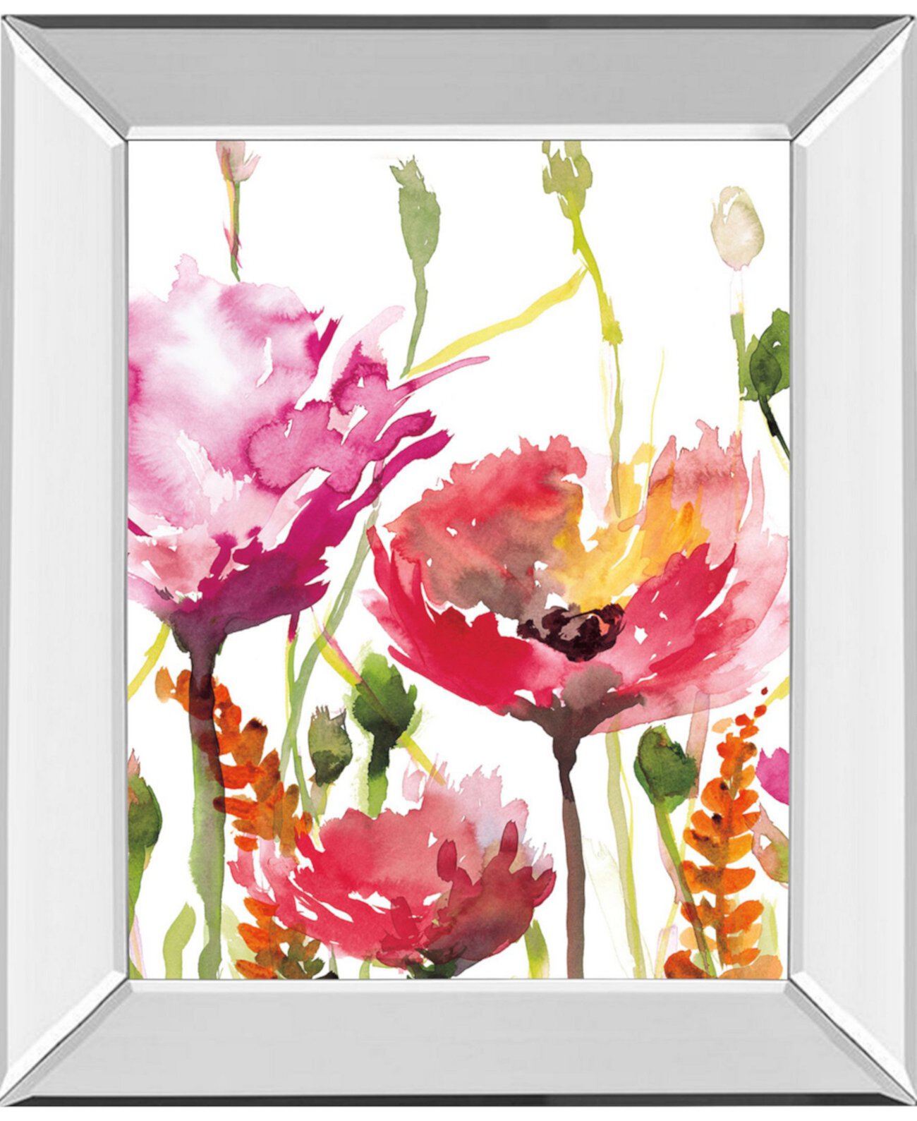Цветы и бутоны от Ребекки Мейерс. Настенное искусство с принтом в зеркальной раме - 22 "x 26" Classy Art
