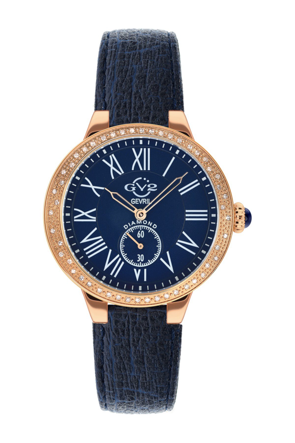 Женские часы GV2 Astor с синим веганским ремешком и бриллиантами, 40 мм - 0,28 карат Gevril