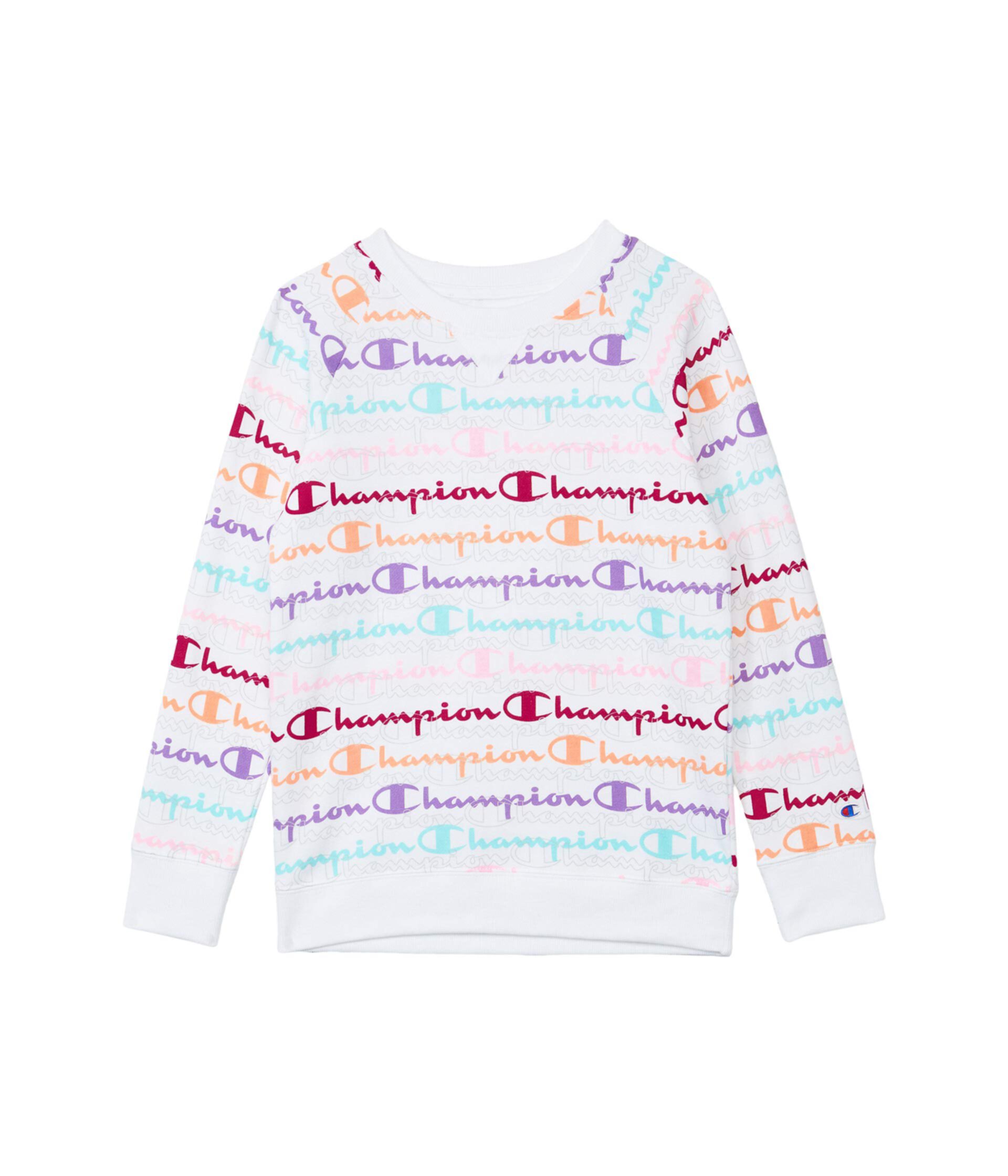 Свитер Champion Kids Aop Layered Script Fleece Crew для детей постарше, 60% хлопок, 40% полиэстер Champion Kids