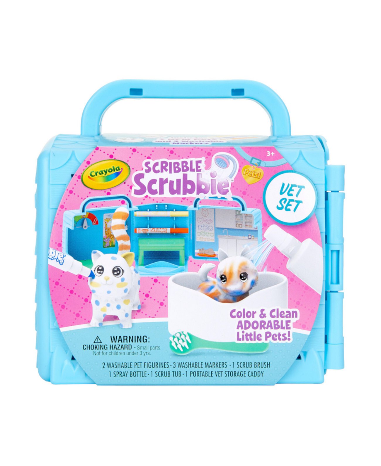 Scribble Scrubbie Pets, Ветеринарный игрушечный игровой набор с игрушечными домашними животными, Детские занятия дома, Подарок для детей Crayola