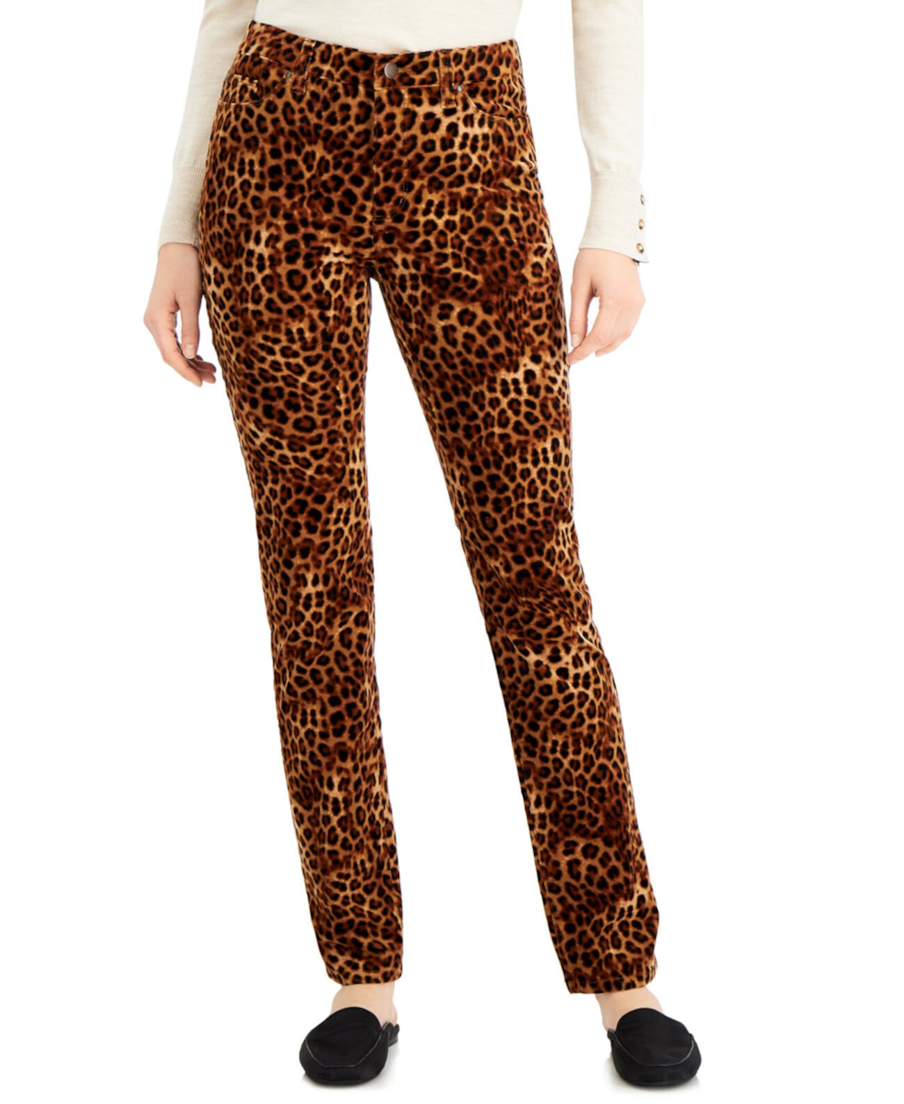 Tummy-Control Printed Corduroy Pants, Created for Macy's Charter Club