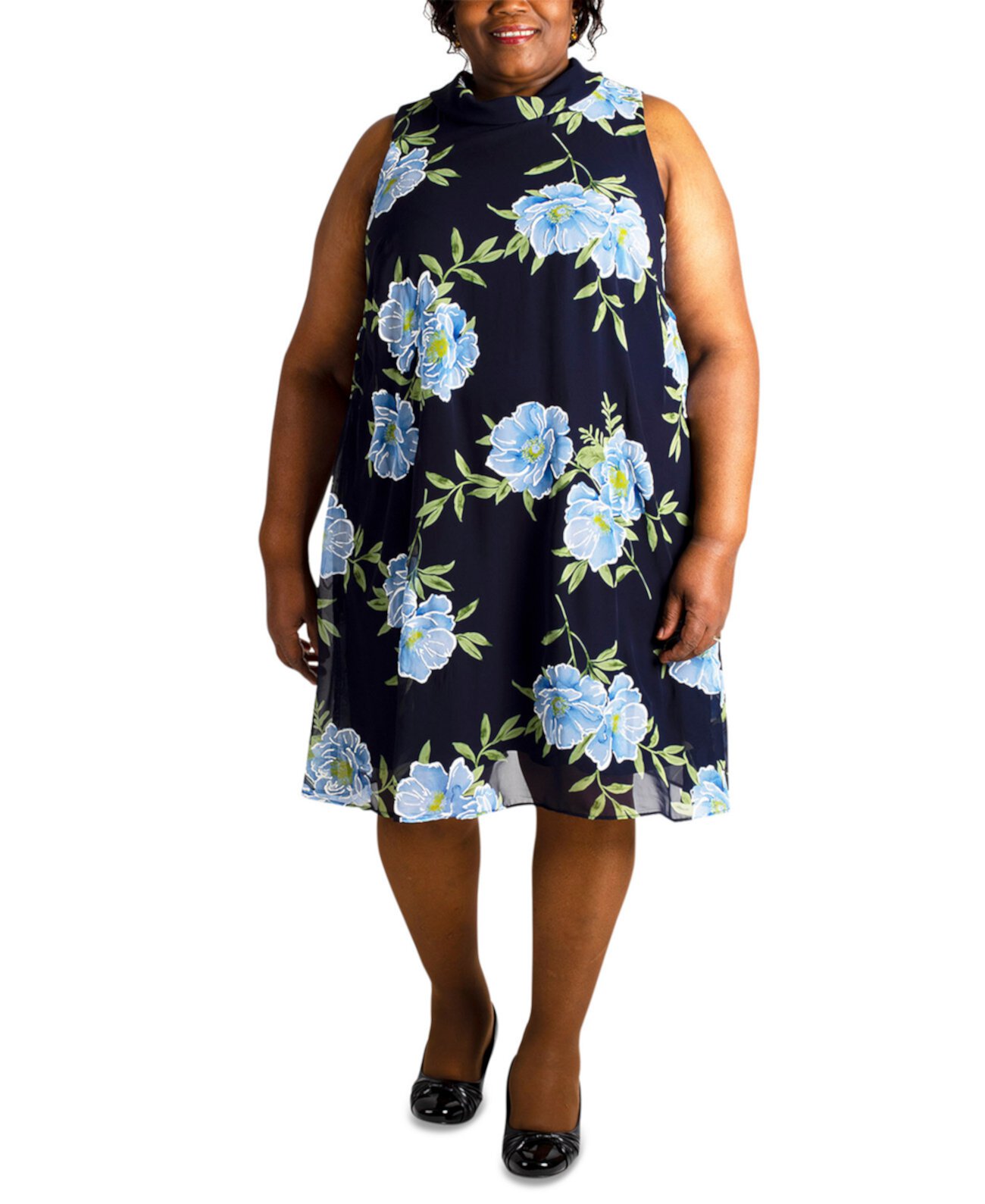 Платье больших размеров без рукавов с цветочным принтом Robbie Bee