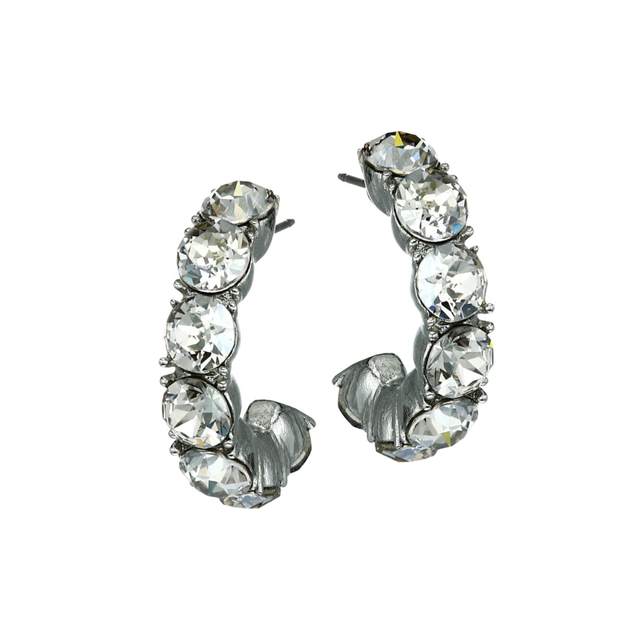 Silvertone & amp; Маленькие серьги-кольца с кристаллами Oscar de la Renta