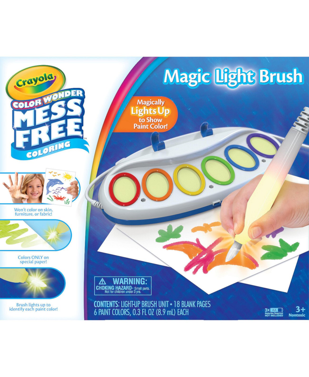 Кисть Color Wonder Magic Light, рисование без беспорядка, подарок для детей, 3, 4, 5, 6 Crayola