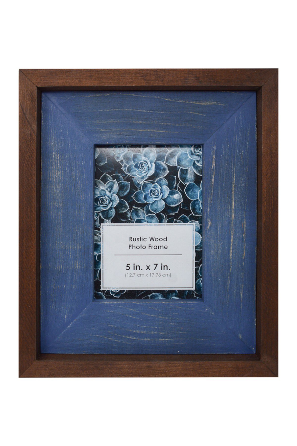 Blue and Brown Rustic Wood Photo Frame PTM Images