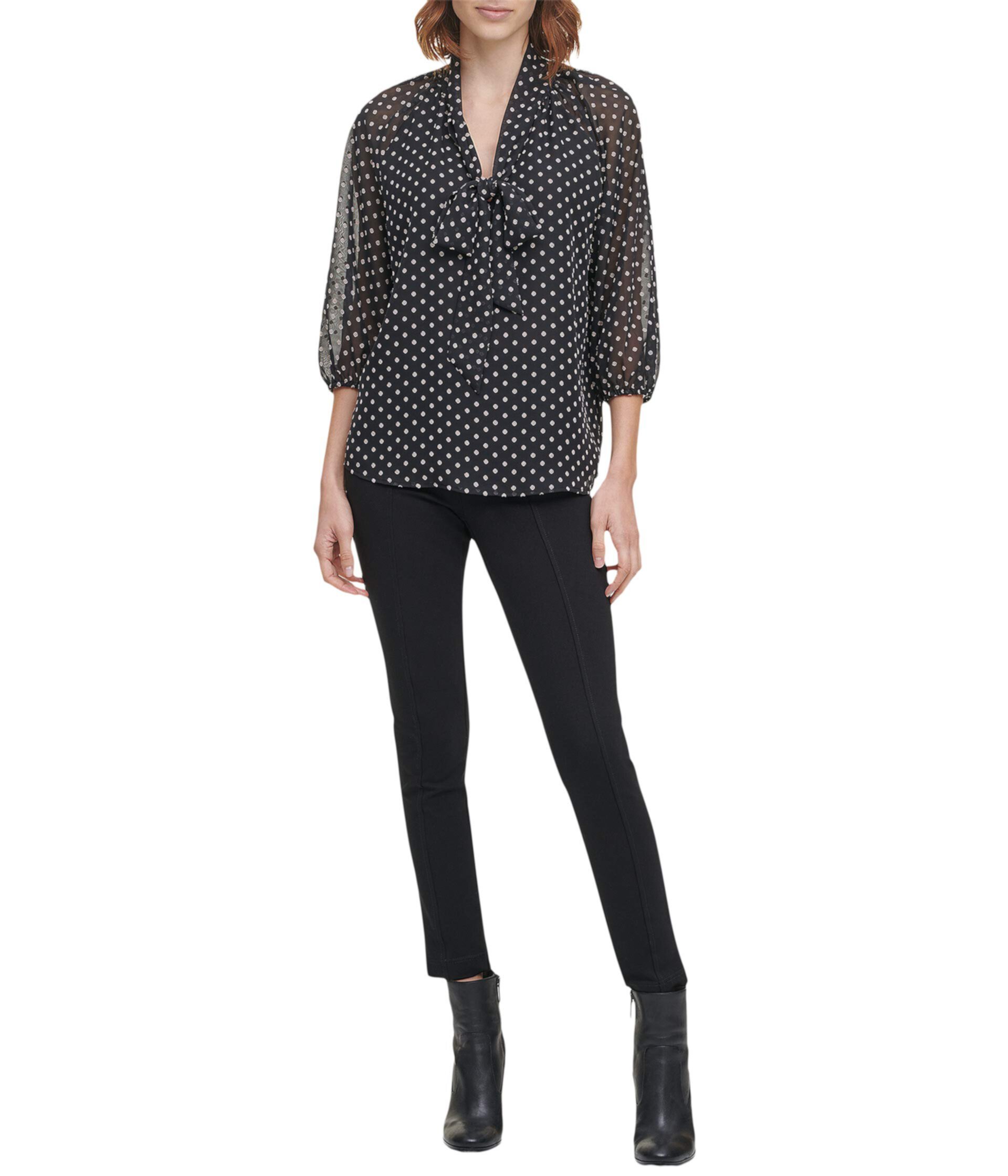 Блуза с рукавом 3/4 и завязкой на шее Calvin Klein