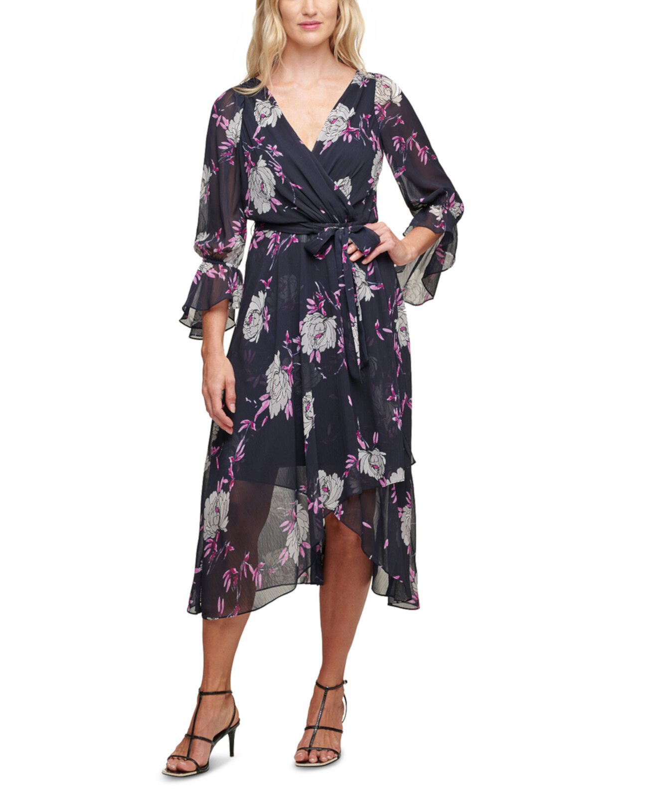 Миди-платье с цветочным принтом DKNY