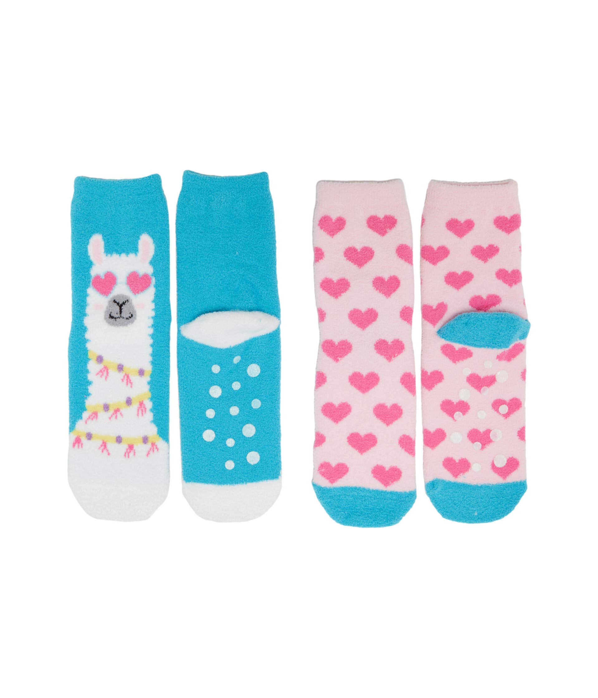 Носки Llama & Heart Fuzzy Slipper, 2 пары (для младенцев / малышей / маленьких / больших детей) Jefferies Socks