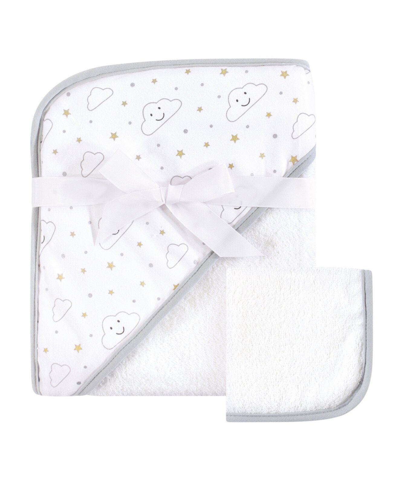 Hudson Baby унисекс детское полотенце с капюшоном и мочалка, набор из 2 предметов Grey Cloud, один размер Baby Vision