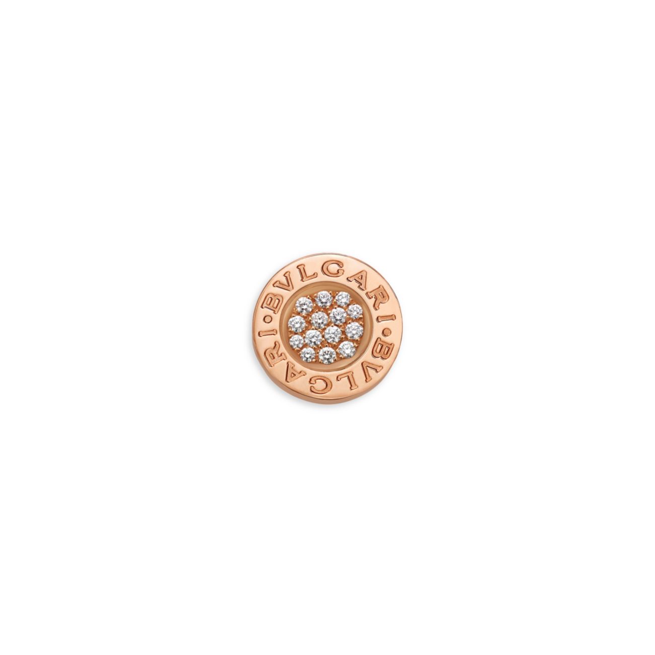 Классическое розовое золото 18 карат & amp; Одиночная круглая серьга-гвоздик с бриллиантами Bvlgari