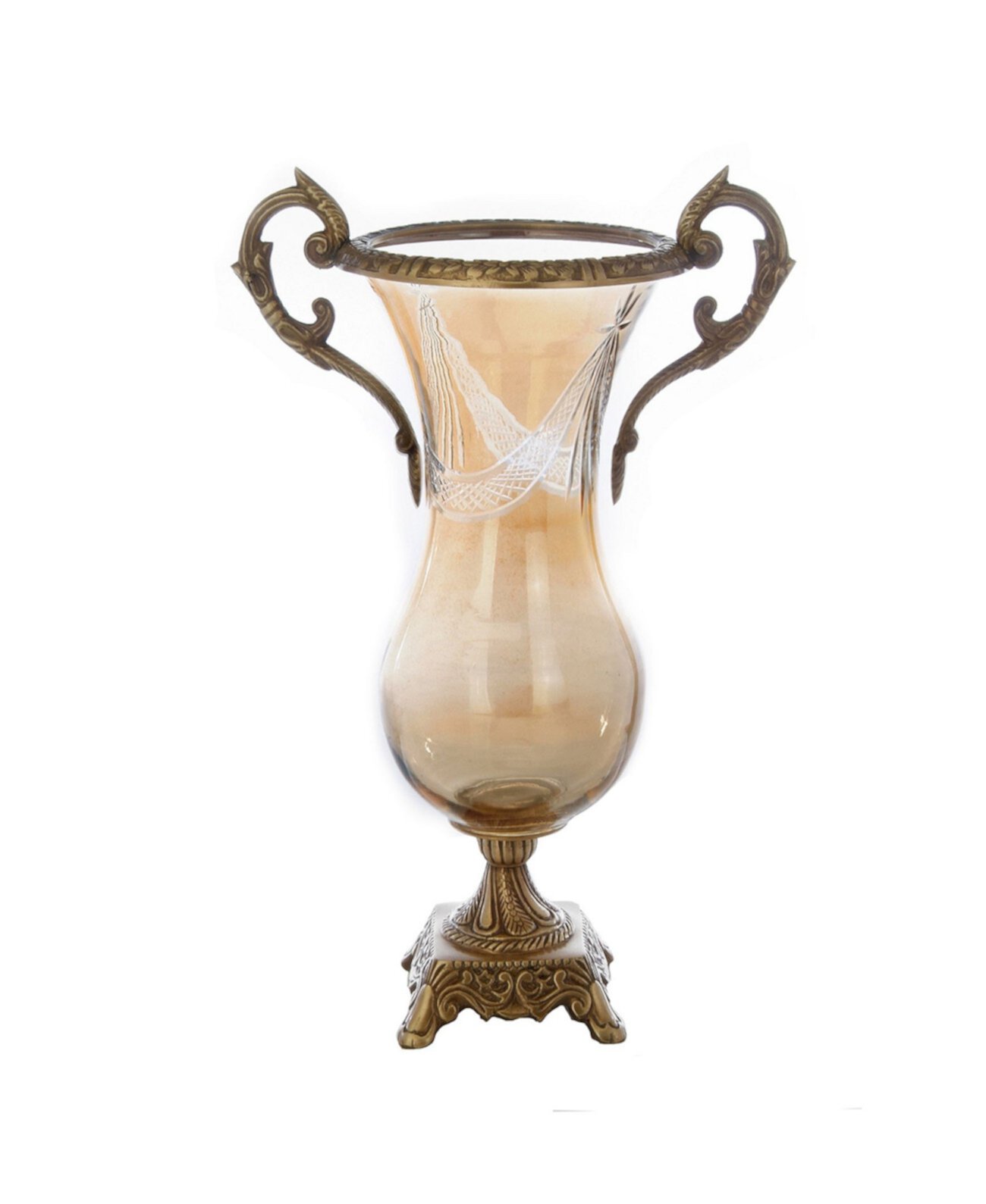 Стеклянная янтарная латунная ваза Classic Touch