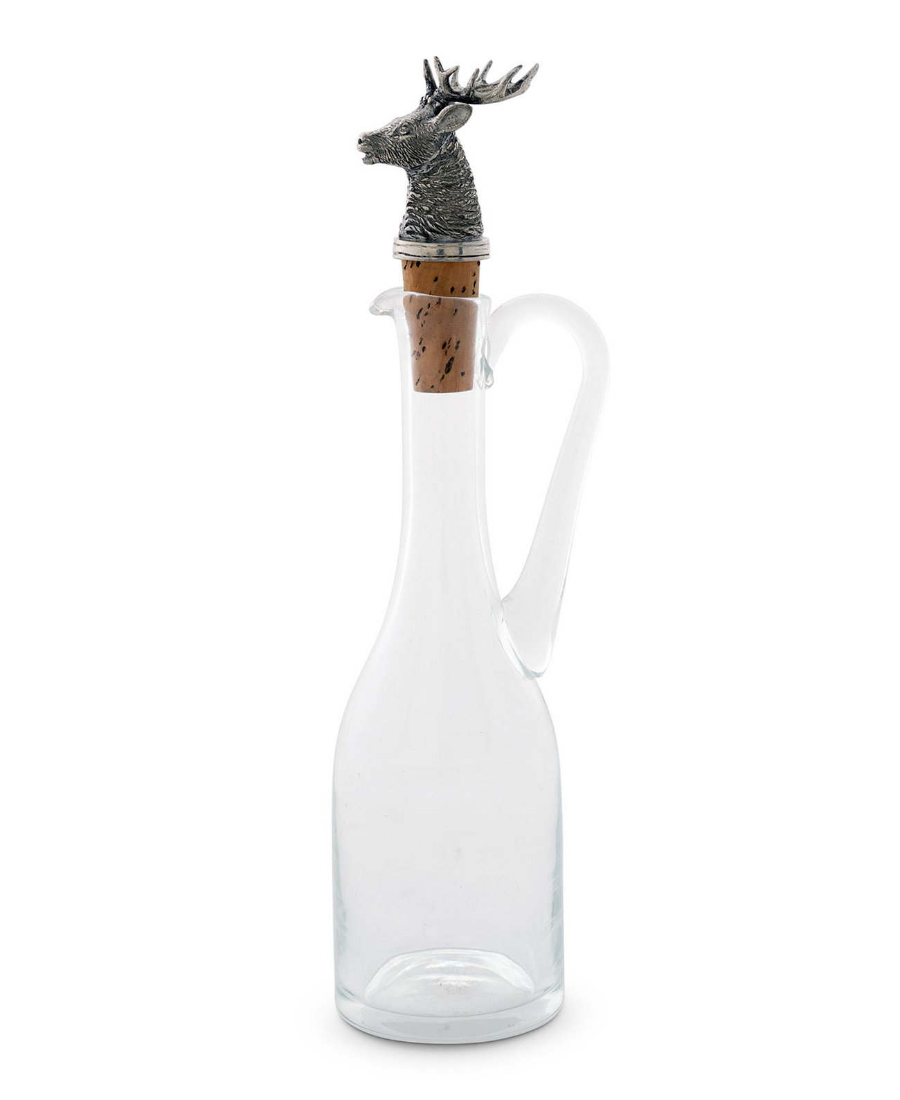Выдувная стеклянная бутылка на 5 унций с пробкой и цельной оловянной головой лося Vagabond House