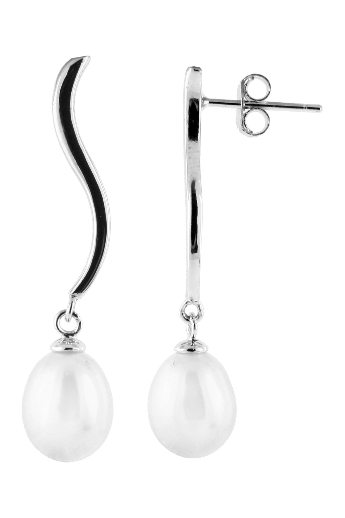 7.5-8mm Cultured Freshwater Pearl Swirl Drop Earrings Splendid Pearls
