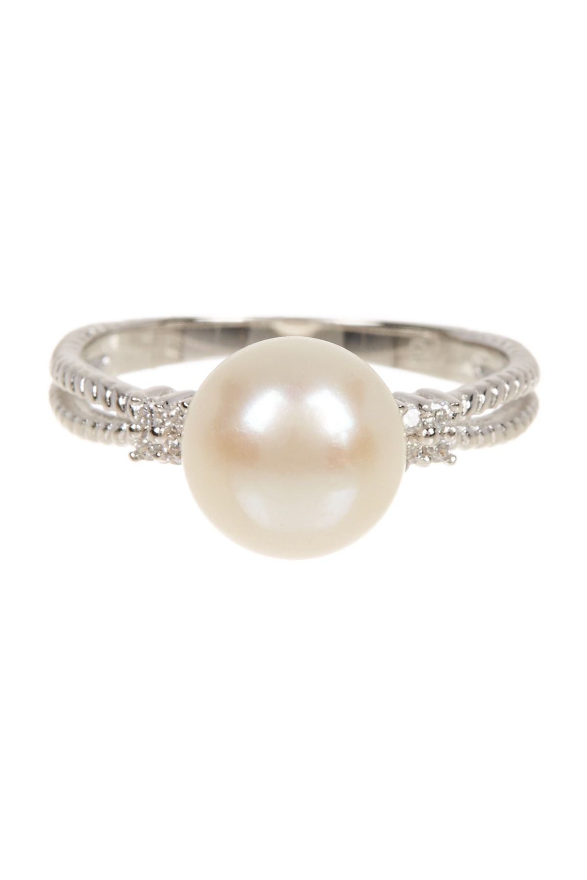 Ребристое кольцо с белым пресноводным жемчугом 8,5-9 мм Splendid Pearls