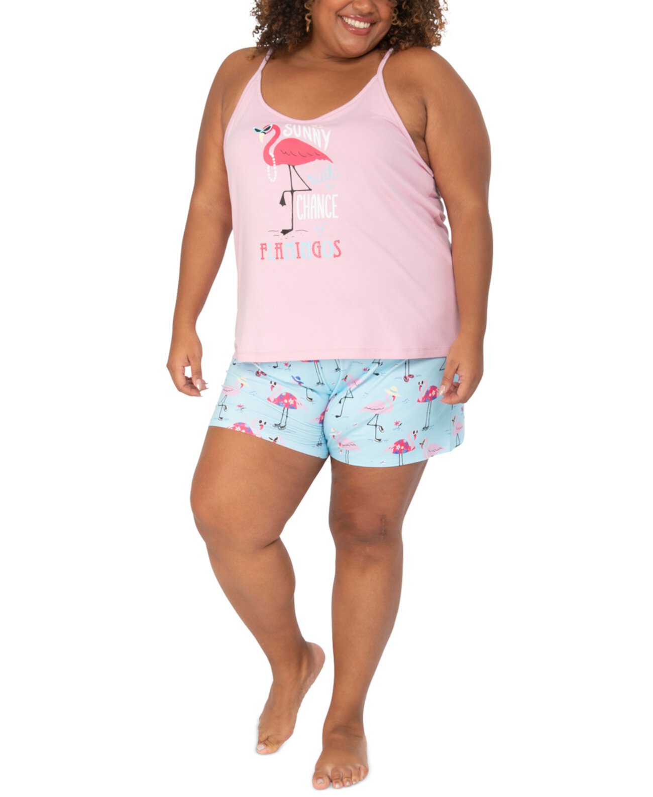 Комплект для сна плюс майка и шорты с фламинго Munki Munki