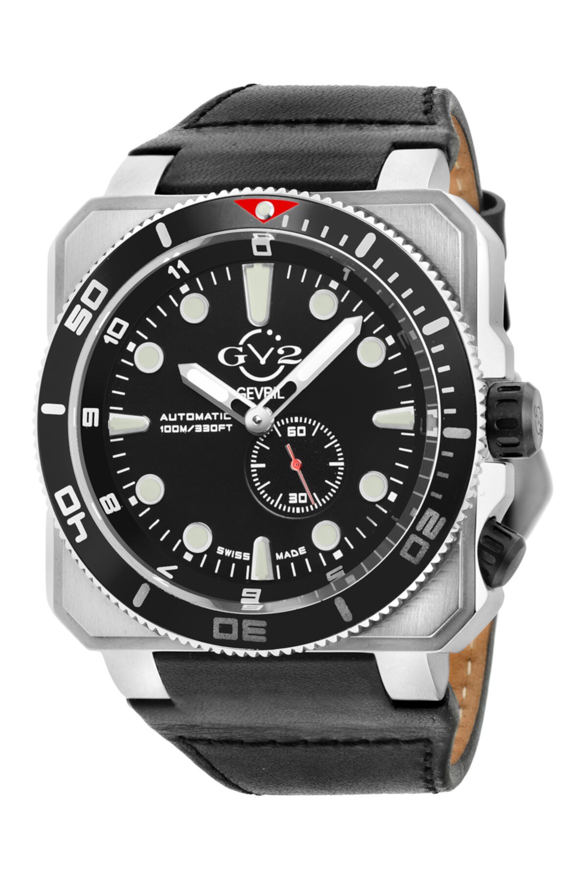 Мужские часы XO Submarine с черным циферблатом из черной кожи теленка, 49 мм Gevril