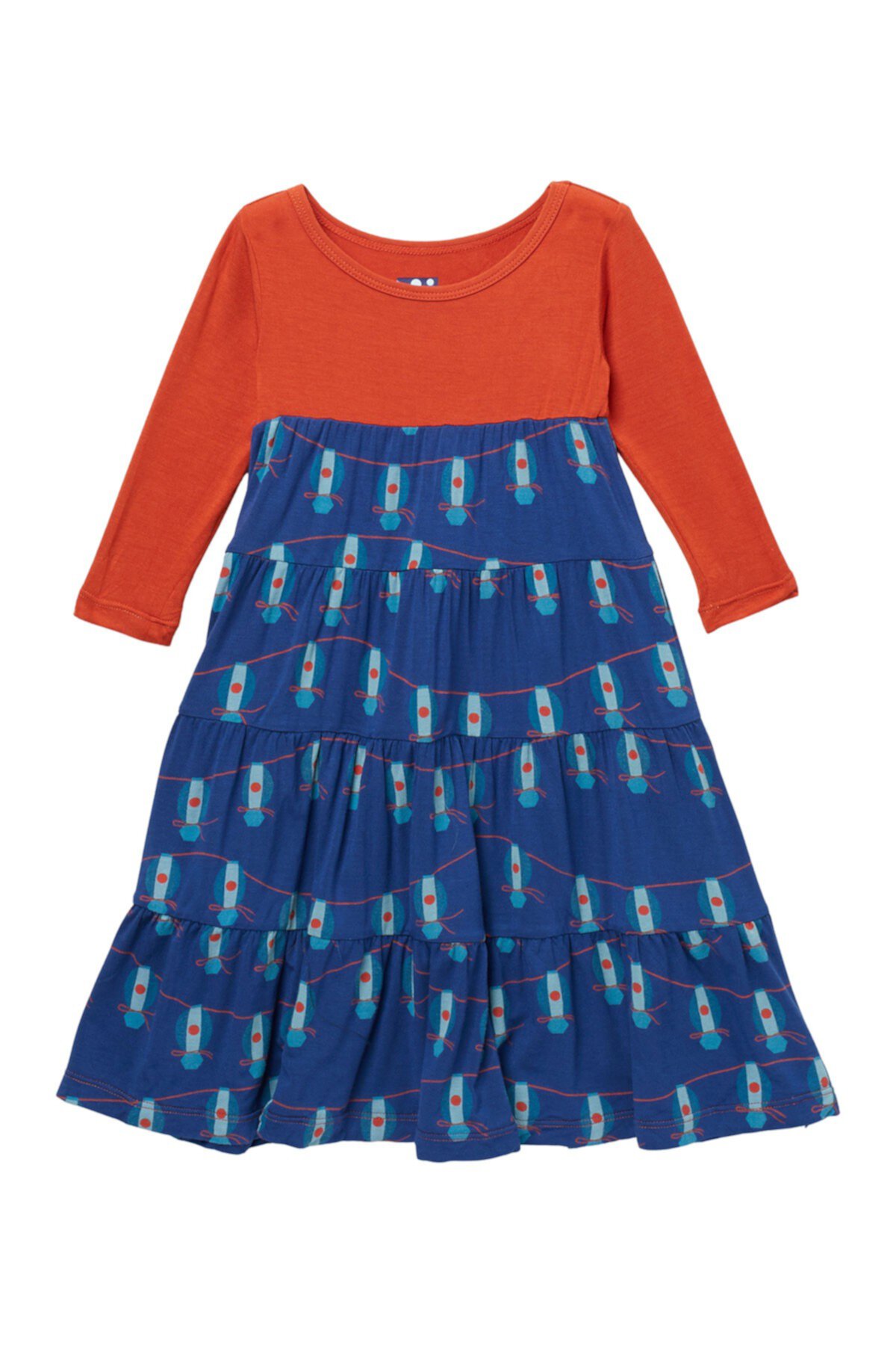 Многоярусное платье с длинным рукавом с рисунком (для детей 6-24 мес.) KicKee Pants
