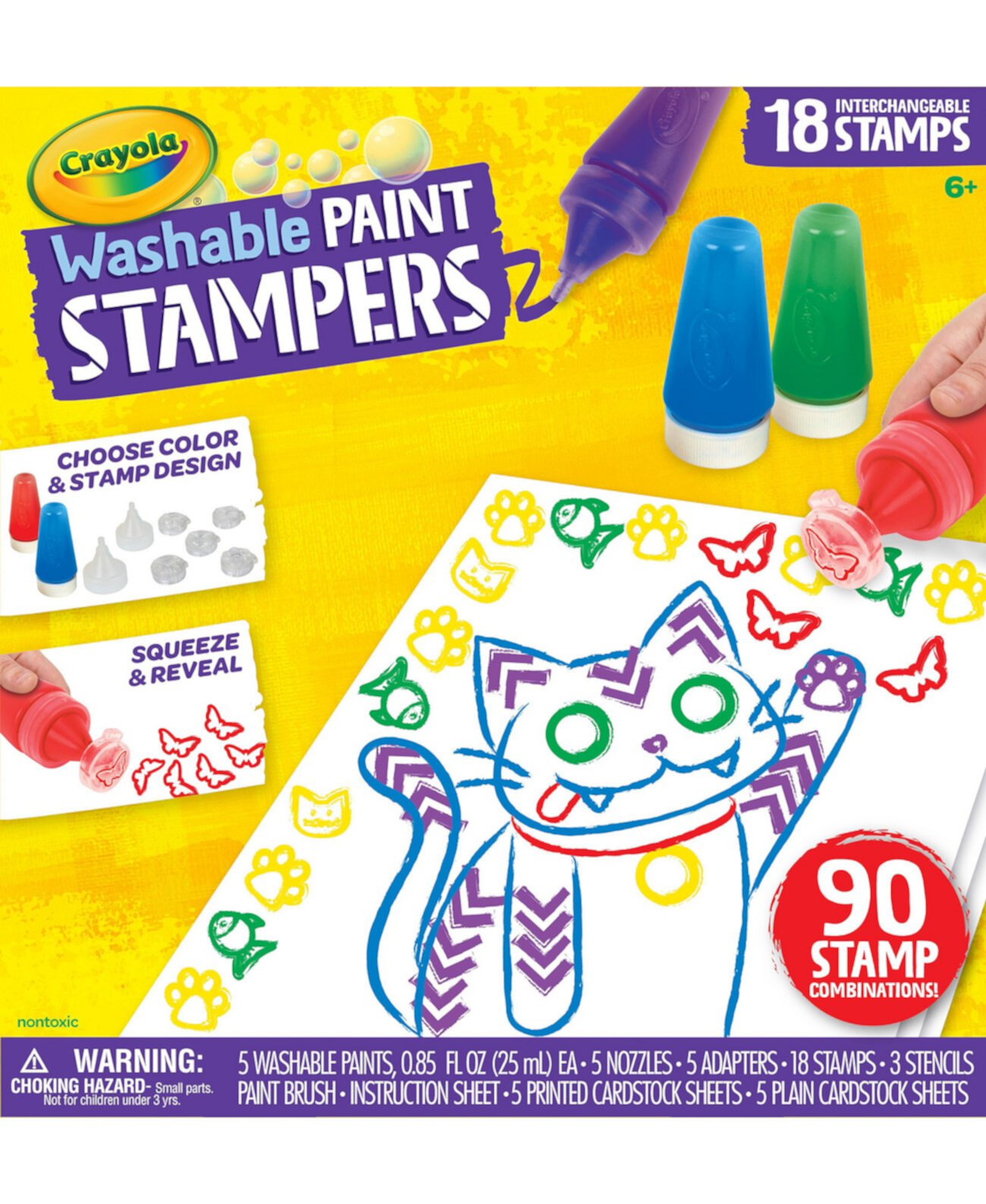 Моющиеся штампы с краской, Набор детских красок, подарок для мальчиков и девочек, 6, 7, 8, 9 лет Crayola