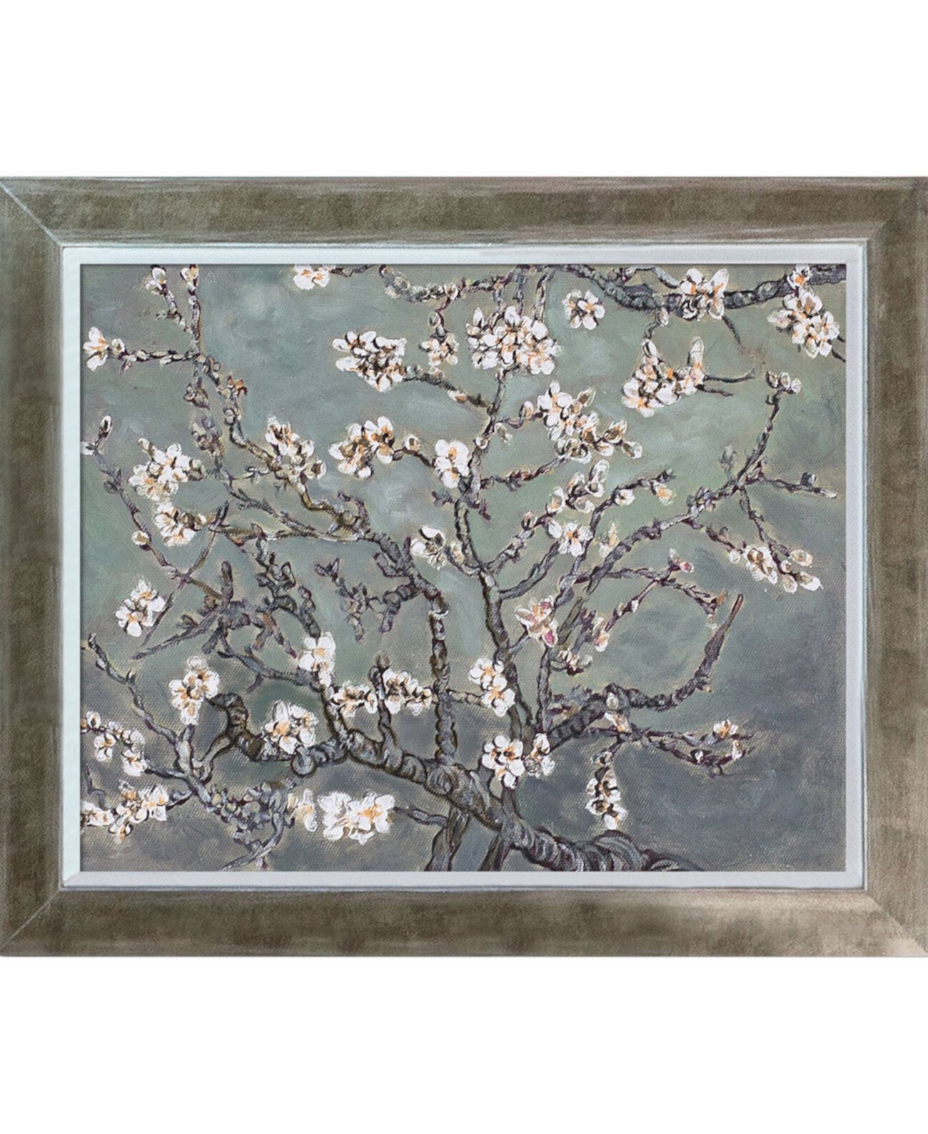 By Overstockart Ветви цветущего миндального дерева, жемчужно-серый с силуэтом, 10,4 "x 12,4" La Pastiche