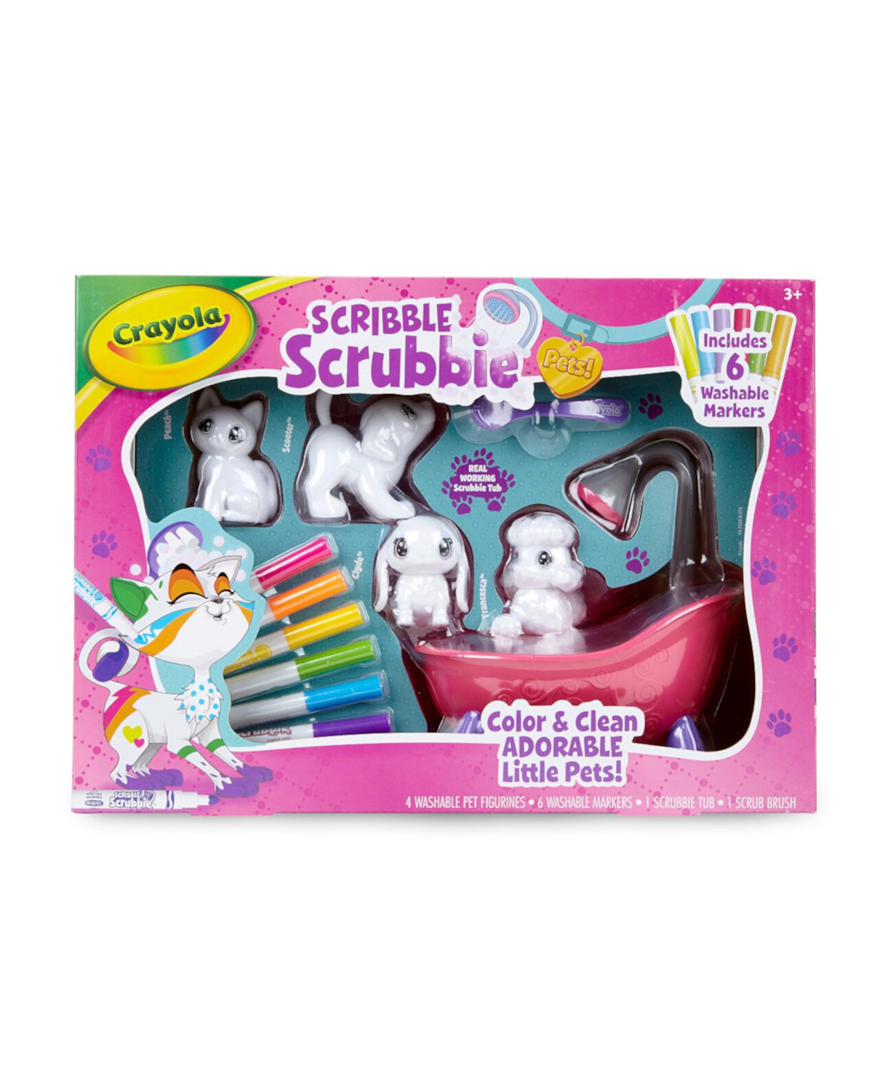 Scribble Scrubbie Pets Scrub Tub Набор игрушек для животных, подарок для возраста 3+ Crayola