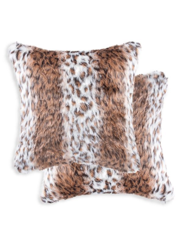 Комплект из 2 квадратных подушек из искусственного меха с принтом рыси Belton Luxe Faux Fur