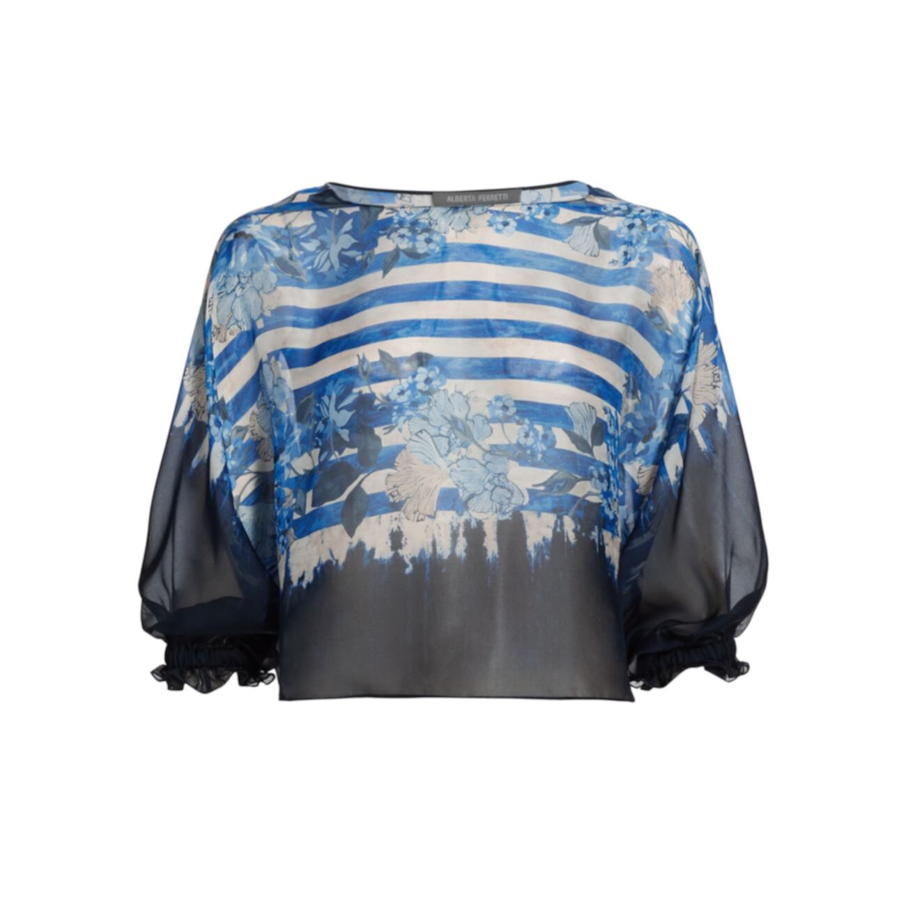 Полосы & amp; Шифоновая блуза с цветочным принтом Alberta Ferretti