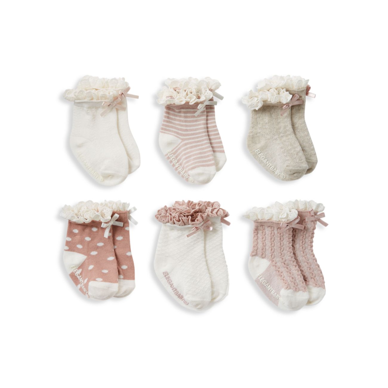 Элегантные детские носки для маленьких девочек, 6 пар. Elegant Baby