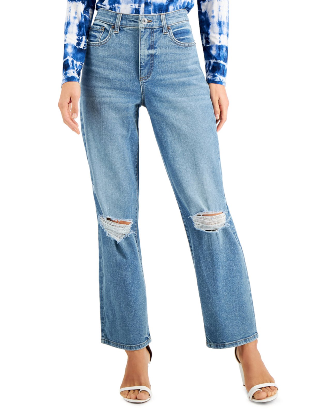 Рваные прямые джинсы INC, созданные для Macy's INC International Concepts