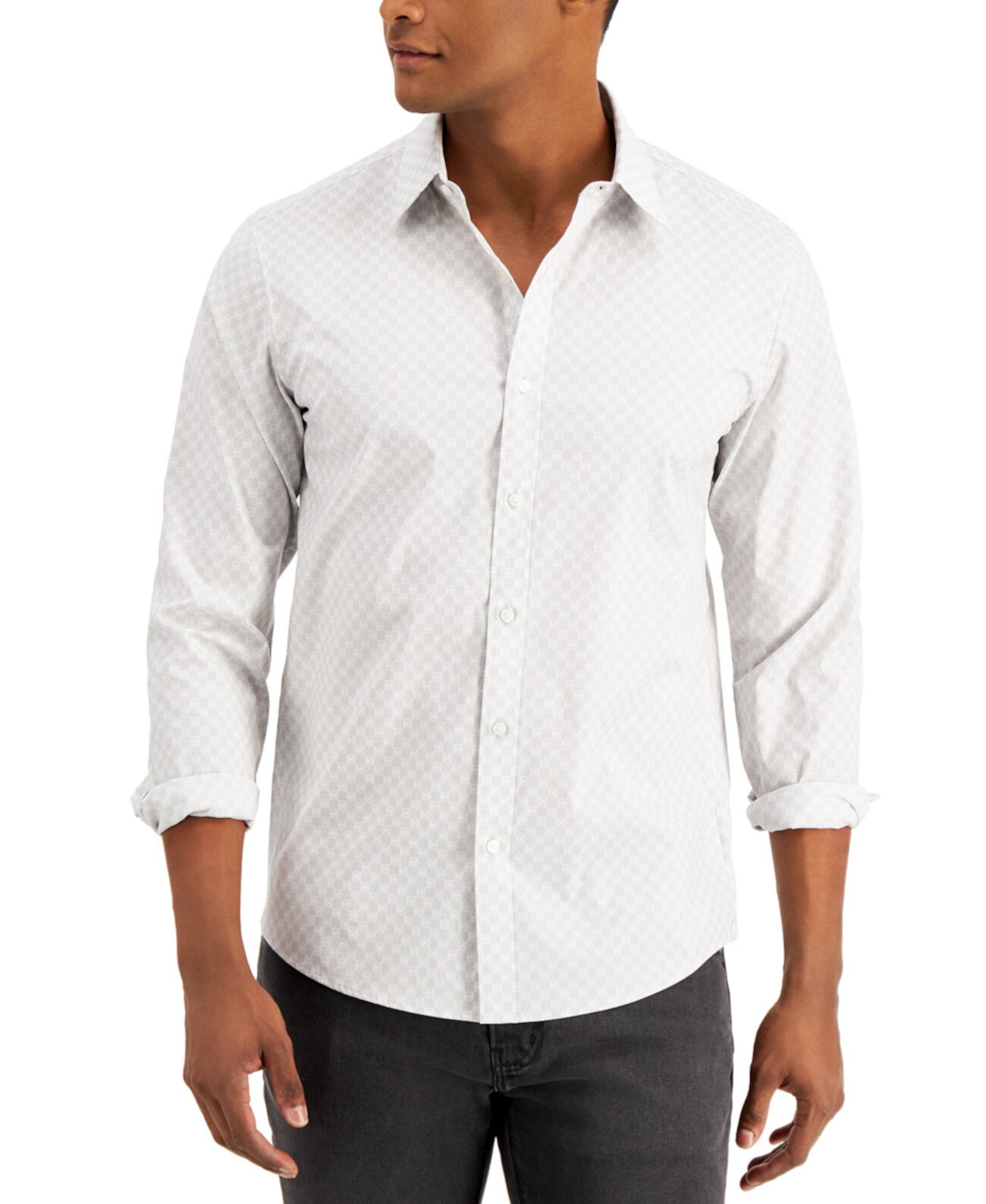 Мужская рубашка из эластичного хлопка с принтом логотипа Michael Kors